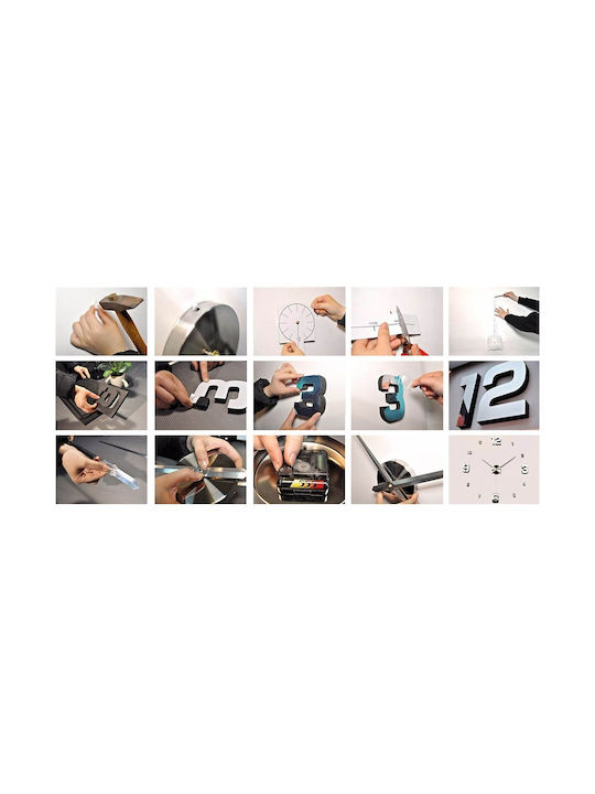 3D Silent Wall Clock Mirror Black