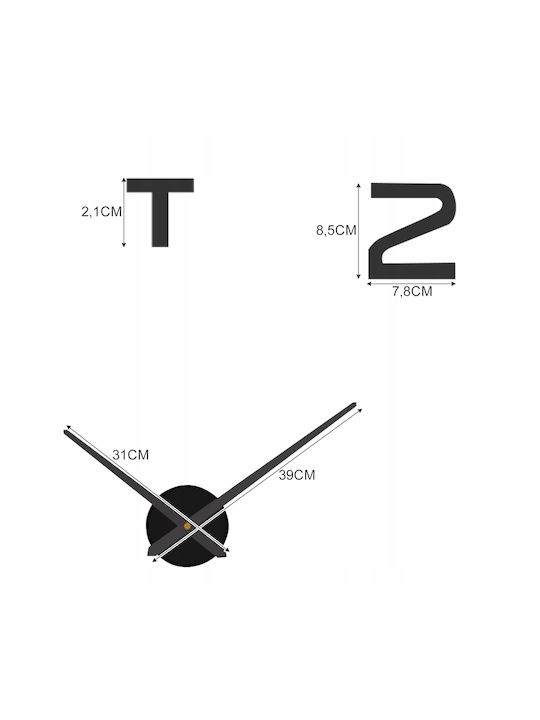 3D Silent Wall Clock Mirror Black