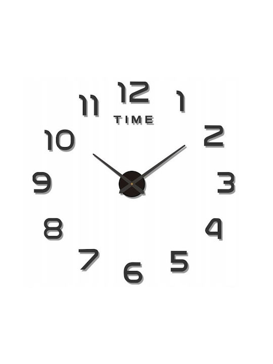 3D Silent Wall Clock Mirror Black