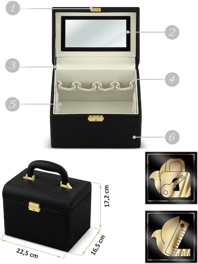 Massido Organisationsbox Für Kosmetik Mit Trennzeichen Schwarz 22.5x17.2x16.5cm