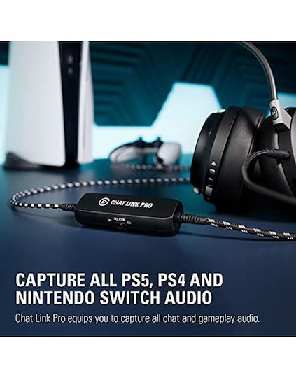 Elgato Chat Link Pro - Audio Adapter, For Ps5, Ps4, Nintendo Switch, Capture Voice Chat, Gameplay Sound, Extra Long Cable