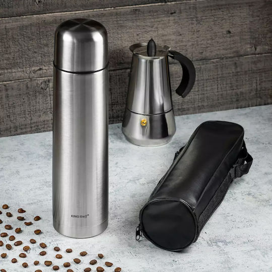 KING Hoff Ποτήρι Θερμός Ανοξείδωτο 750ml Ασημί με Λαβή