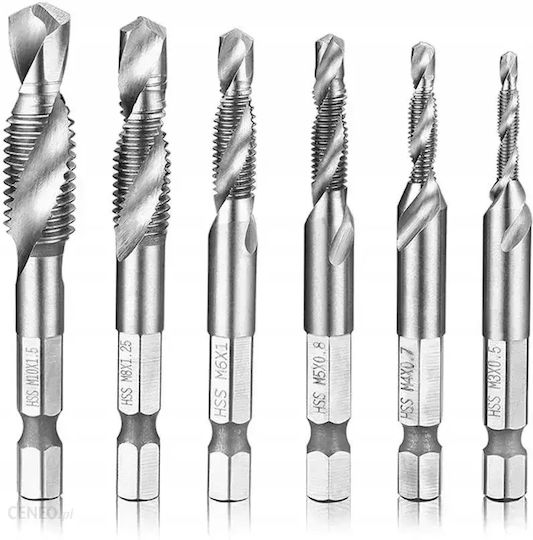 Set of 6 Drills Titanium with Hexagonal Shank