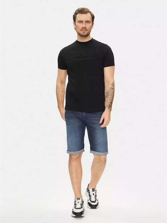 Karl Lagerfeld T-shirt Bărbătesc cu Mânecă Scurtă Negru