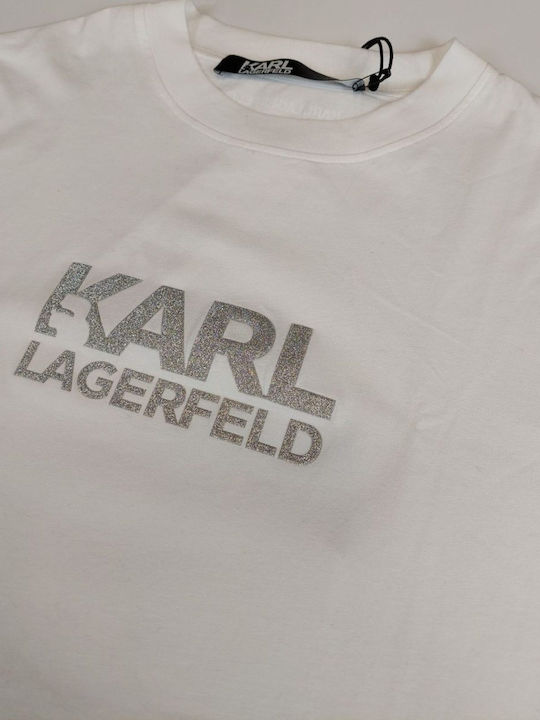 Karl Lagerfeld Мъжка Блуза с Къс Ръкав Бял