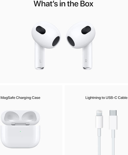 Apple AirPods (3rd generation) with MagSafe Charging Case Earbud Bluetooth Handsfree Earphones with Sweat Resistance and Charging Case White