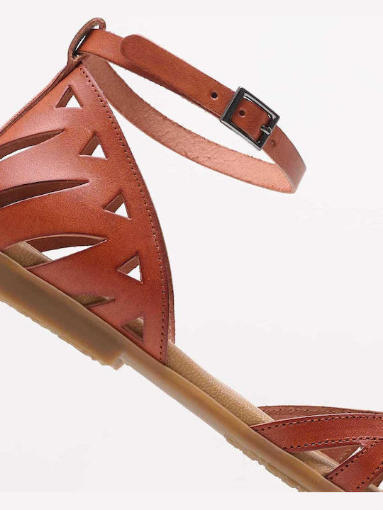Sandale Casual Damă Flats Fi2902 Tabac Maro De Piele Porronet