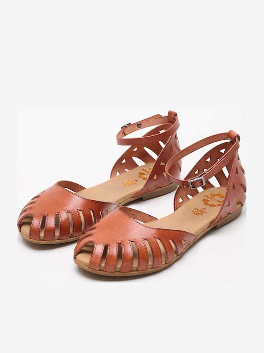 Sandale Casual Damă Flats Fi2902 Tabac Maro De Piele Porronet