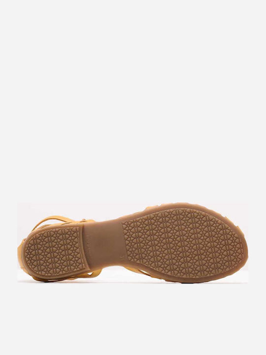 Sandale Casual Damă Flats Fi2902 Galbene De Piele Porronet