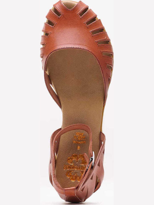 Sandale Casual Damă Flats Fi2902 Tabac Maro De Piele Porronet