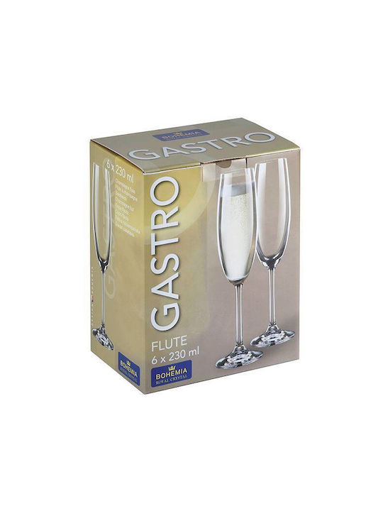 Bohemia Gastro Gläser-Set Champagner / Weißwein / Cocktail/Trinken aus Glas Stapelbar 230ml 6Stück