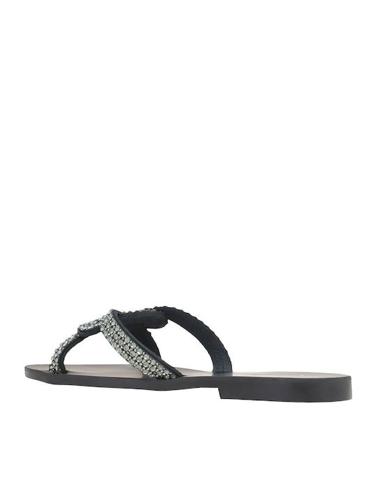 E1-087 Flip-flops & Slides Haralas - Black - Leather