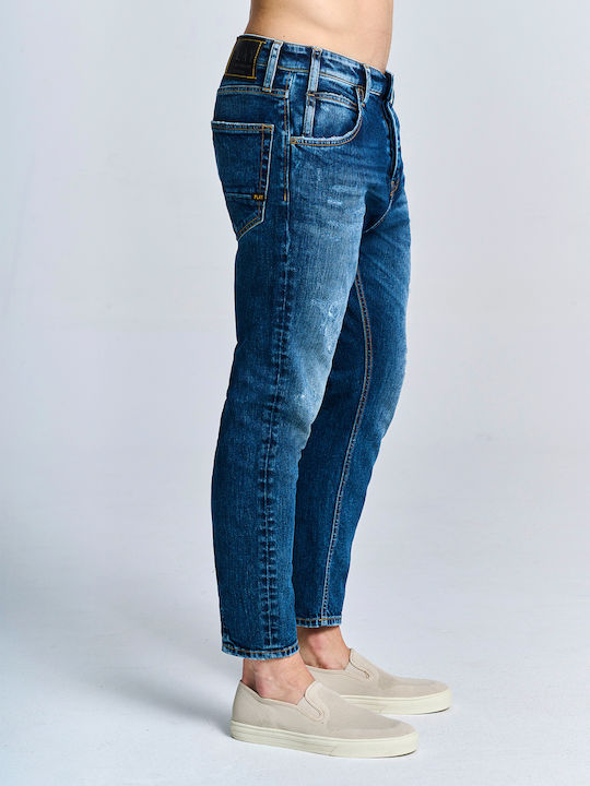 Ανδρικό Παντελόνι Τζιν Cropped με Slim Tapered Εφαρμογή Μπλε