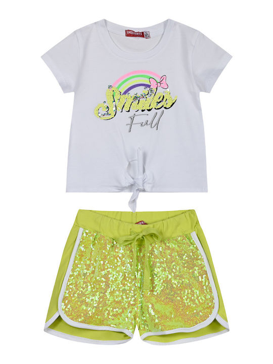 Kids' Set with Shorts Summer 2pcs Bright Coral Summer Butterfly