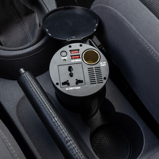 4cars Invertor Auto 150W pentru Convertirea 12V DC în 220V AC cu 2xUSB