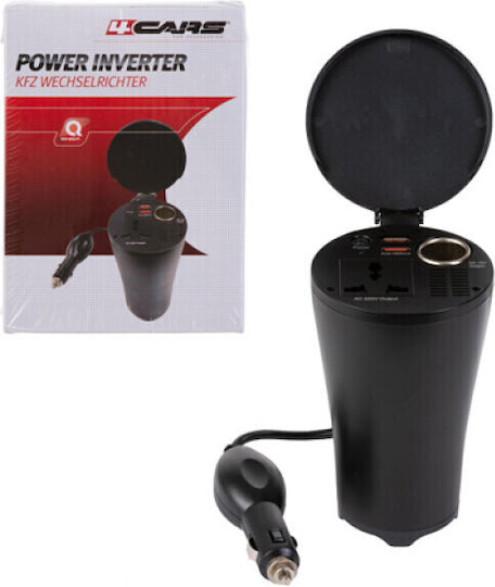 4cars Invertor Auto 150W pentru Convertirea 12V DC în 220V AC cu 2xUSB
