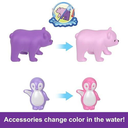 Polly Pocket Dolls and Playset Animal Toys Pajama Party Snowy Sleepover Owl Compact Playset with Water Play and 2 Colour-Change Pieces Hkv37