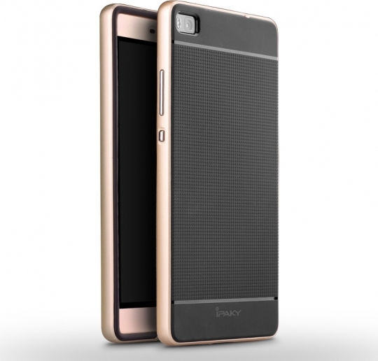 iPaky Umschlag Rückseite Silikon Gold (Huawei P8)