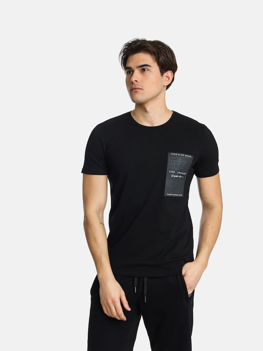 Paco & Co T-shirt Bărbătesc cu Mânecă Scurtă BLACK