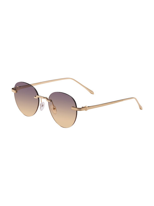 Sunglasses with Gold Metal Frame and Gold Lens 7025-01