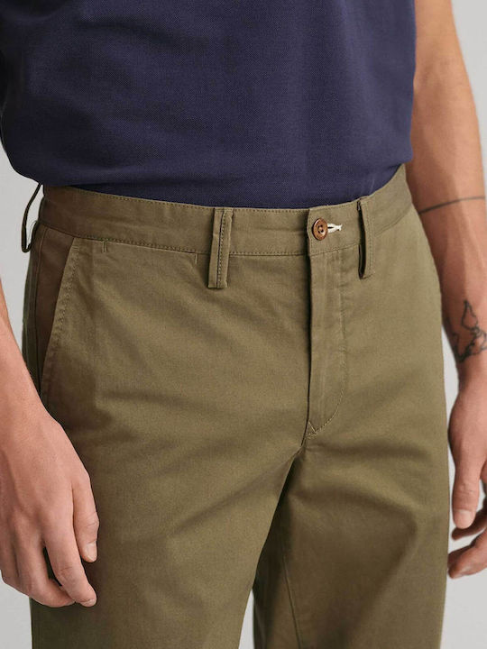 Gant Pantaloni pentru bărbați Chino Elastice cu Croială Slim Verde