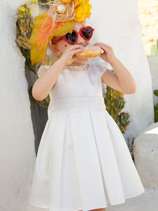 Bambolino Malamo Ecru Baptism Dress Made of Lace