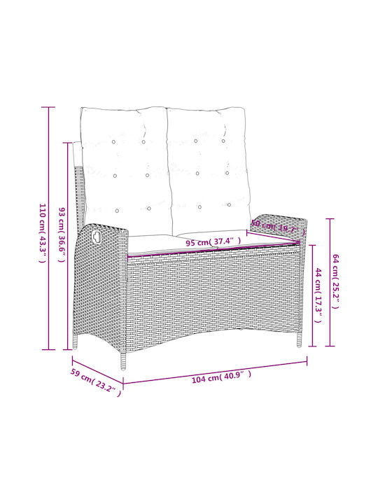 Garden & Outdoor Furniture Sets Dining Room Set 2 Pieces Gray with Pillows