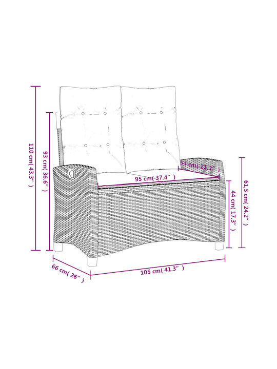 Garden & Outdoor Furniture Set Dining Room 2 Pieces Beige with Pillows