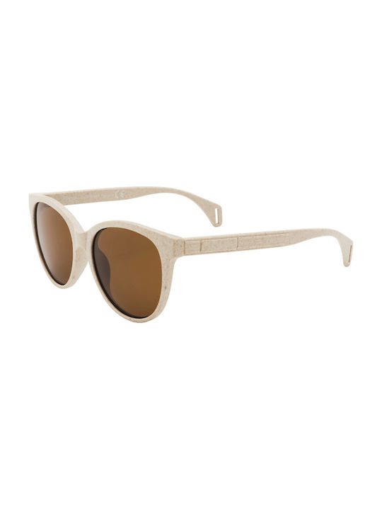 Women's Sunglasses with Beige Plastic Frame and Brown Polarized Lens 05-3305-2