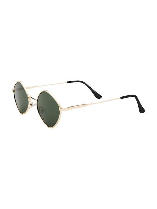 Sunglasses with Gold Metal Frame and Green Polarized Lens 05-5145-2