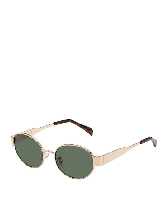 Pervedere Unisex Sunglasses with Gold Metallic Frame and Green Lens 4235-01