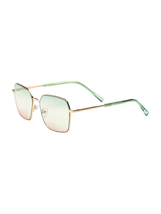 Women's Sunglasses with Gold Metal Frame and Green Gradient Lens 01-6881-6