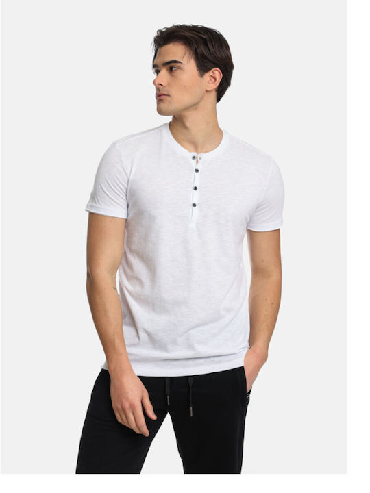 Paco & Co Men's Short Sleeve T-shirt with Buttons White