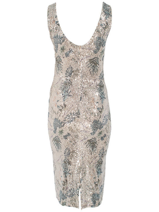Sommer Midi Abendkleid Silber