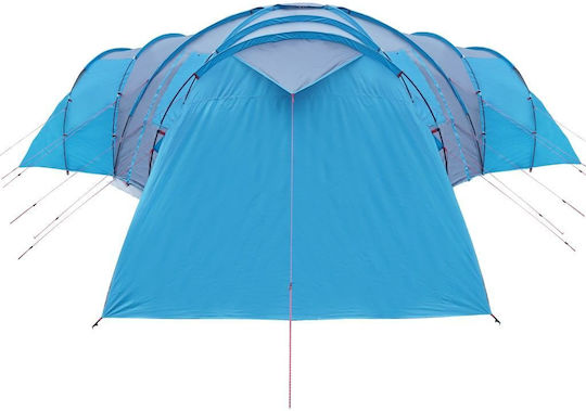 vidaXL Sommer Campingzelt Tunnel Blau Für 12 Personen 162x720x162cm