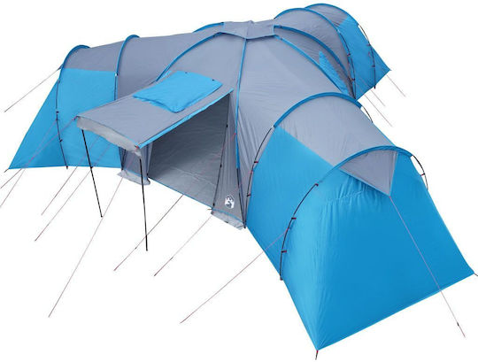 vidaXL Sommer Campingzelt Tunnel Blau Für 12 Personen 162x720x162cm