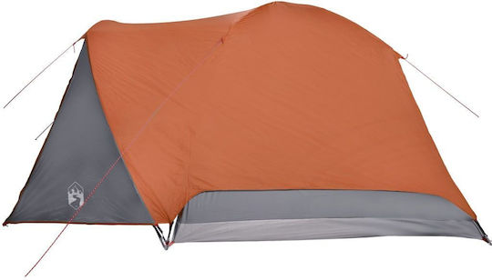 vidaXL Καλοκαιρινή Σκηνή Camping Γκρι για 6 Άτομα 412x370x184εκ. Γκρι/Πορτοκαλί