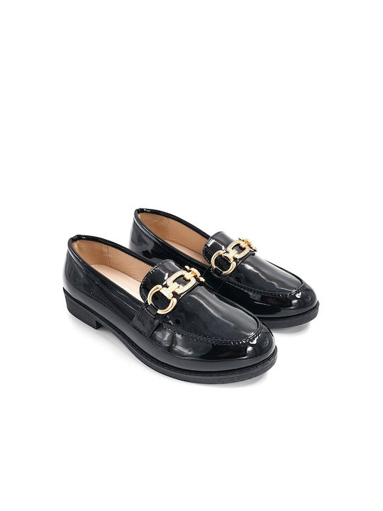 Plato Patent Leather Women's Moccasins in Black Color