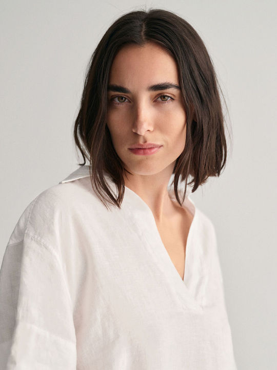 Women's Linen Short Sleeve Shirt White