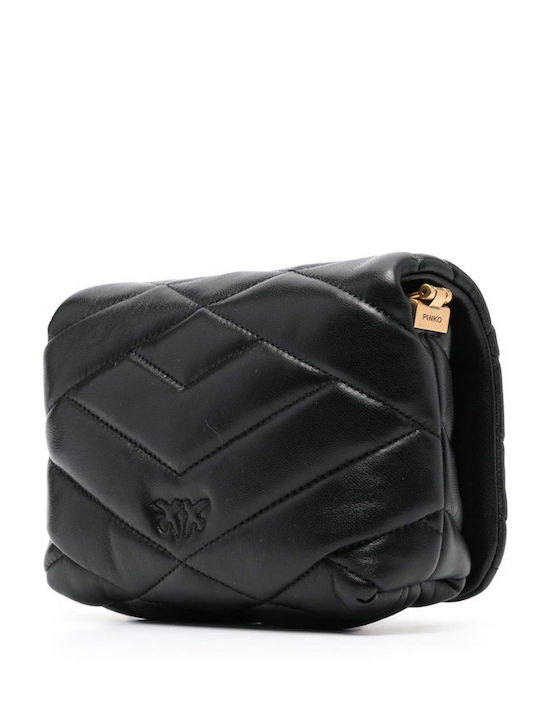 Pinko Love Click Puff Baby Din piele Geantă de damă Crossbody Neagră