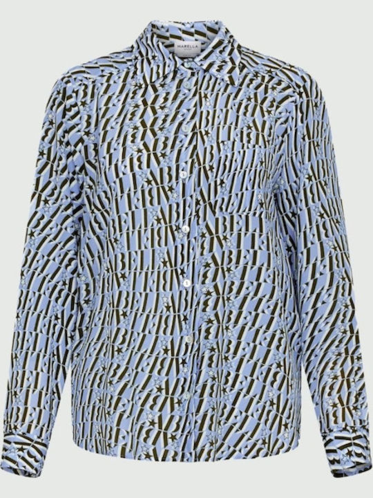 Women's Silky Long Sleeve Shirt Blue