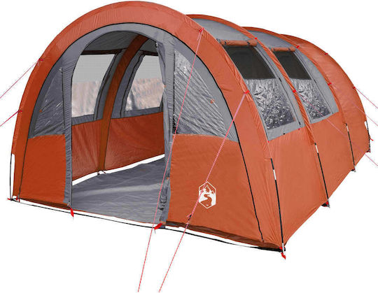 vidaXL Лятна Къмпинг Сцена Тунел Оранжева За 4 Човека 483x340x175см