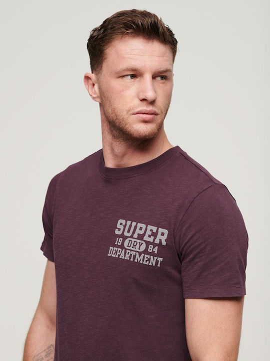 Superdry Herren Sport T-Shirt Kurzarm Lila
