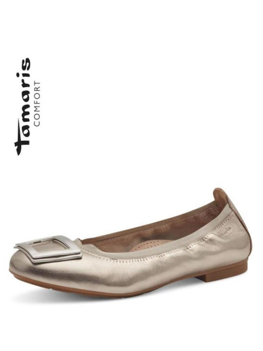 Tamaris Leather Ballerinas Gold