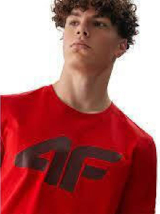 4F Herren T-Shirt Kurzarm Rot