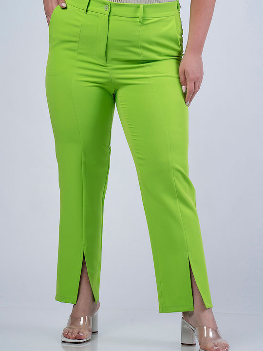 Lovesize Women's Fabric Trousers with Elastic Green