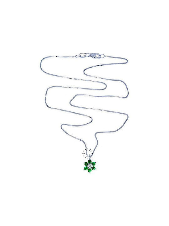 Necklace with design Flower from White Gold 18k