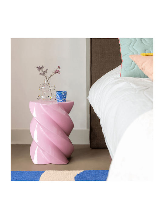 Στρογγυλό Βοηθητικό Τραπεζάκι Marshmallow Γυάλινο Candy Pink Μ29xΠ29xΥ39.5εκ.