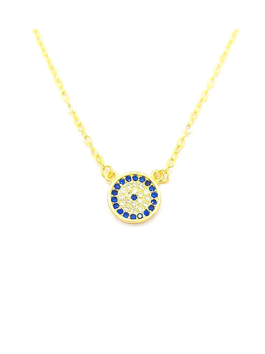 PS Silver Necklace Eye from Gold Plated Silver with Zircon