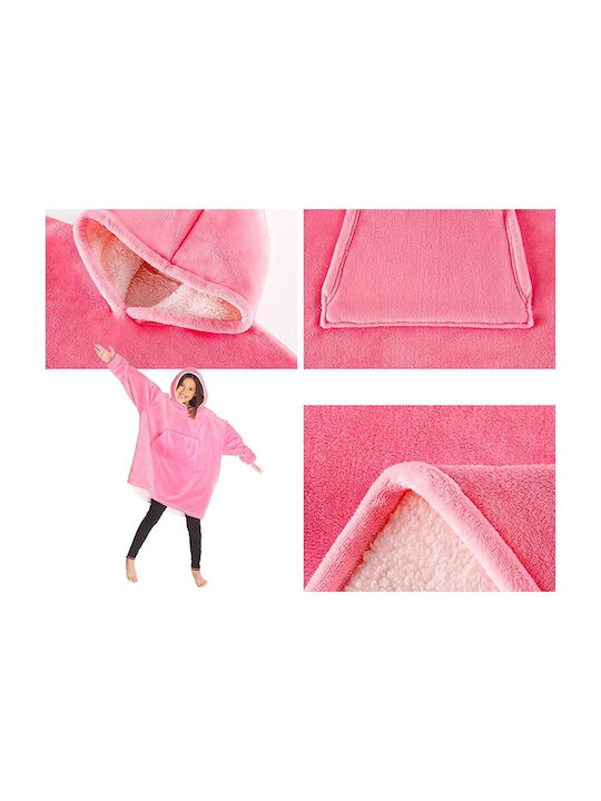 Velvet Blanket with Sleeves 74x87cm Dark Pink